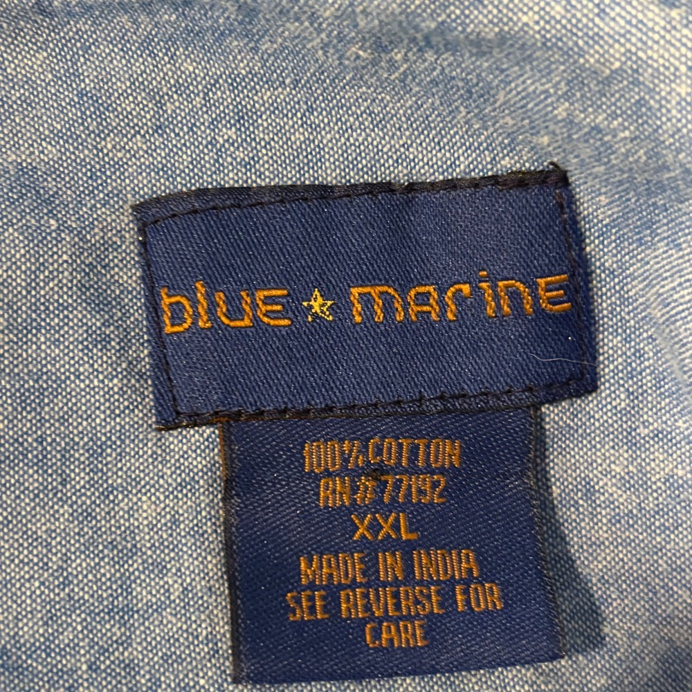 Blue Marine Mens Button Down Shirt XXL Coastal Nautical Preppy Minimalist 21280 - Picture 5 of 9